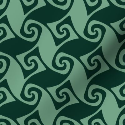 spiral trellis in dark and light green