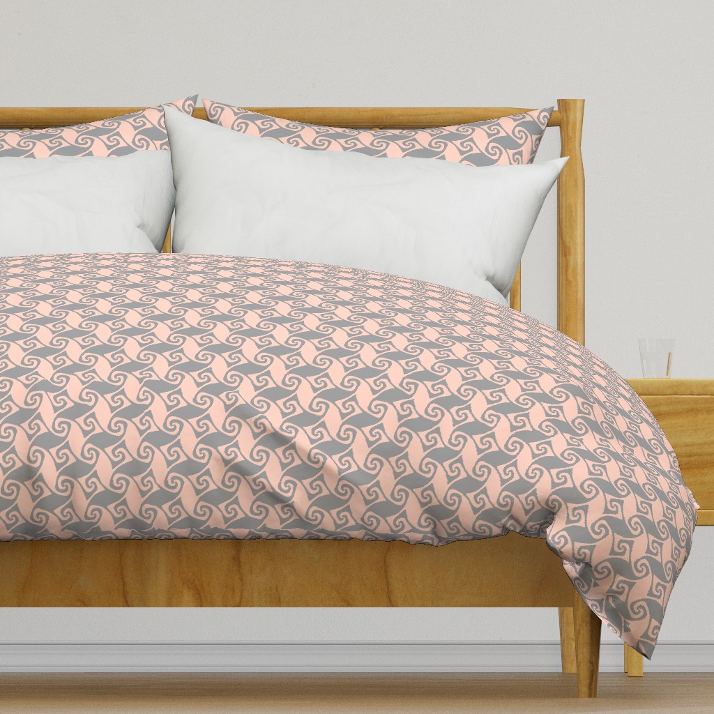 spiral trellis - peach and grey