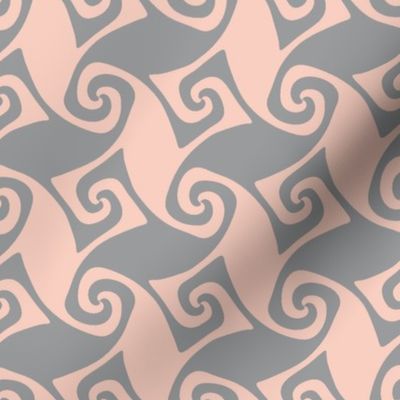 spiral trellis - peach and grey