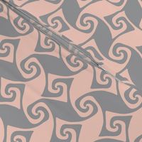 spiral trellis - peach and grey