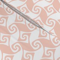 spiral trellis in peach and white