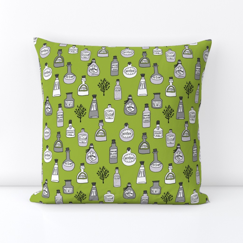 halloween potions fabric // spooky scary witches potions hocus pocus, halloween design - lime green