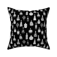halloween potions fabric // spooky scary witches potions hocus pocus, halloween design - black