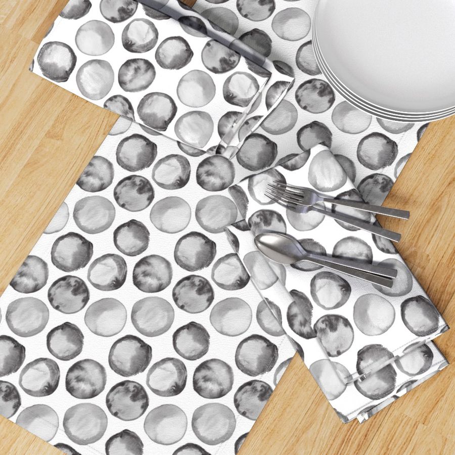 Large Watercolor Polka Dots || Spots Drops  Gray Grey Black White Neutral Abstract _ Miss Chiff Designs 