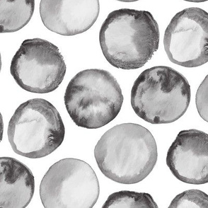 Large Watercolor Polka Dots || Spots Drops  Gray Grey Black White Neutral Abstract _ Miss Chiff Designs 