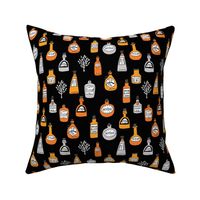 halloween potions fabric // spooky scary witches potions hocus pocus, halloween design - orange and black