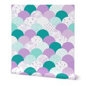 mermaid clamshell wholecloth - purple and teal