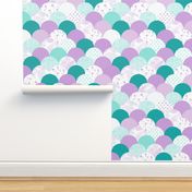mermaid clamshell wholecloth - purple and teal