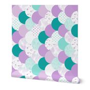 mermaid clamshell wholecloth - purple and teal (90)