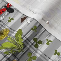 Meadow on grey plaid