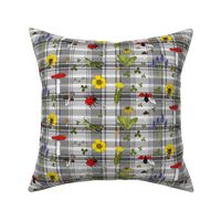 Meadow on grey plaid