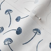 button mushrooms - indigo on white