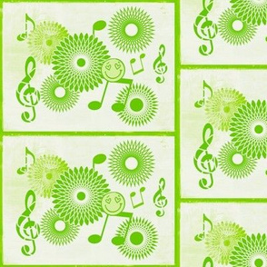 MDZ16 - Medium - Musical Daze Tiles in Monochromatic Lime Green