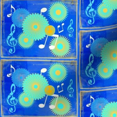 MDZ41 - Large -  Musical Daze Tiles in Blue, Aqua and Yellow