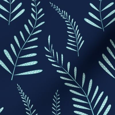 Ferns - Indigo and light blue