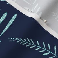 Ferns - Indigo and light blue