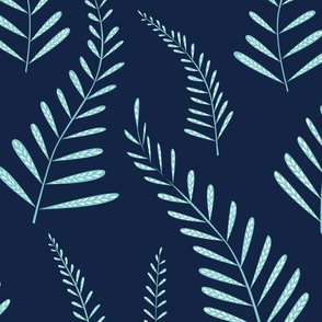 Ferns - Indigo and light blue