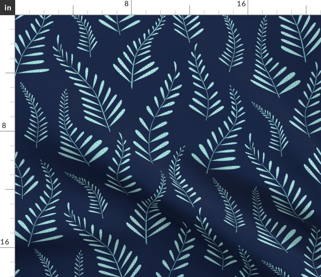 Ferns - Indigo and light blue