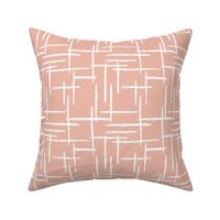 Abstract geometric raster peach blush checkered stripe stroke and lines trend pattern grid