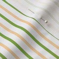 Ferny Glade Vertical Stripes - Wide White Ribbons with Ferny Green and Cantaloupe