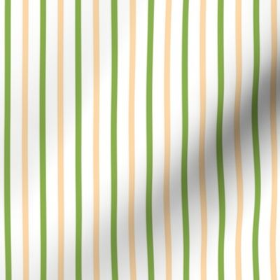 Ferny Glade Vertical Stripes - Wide White Ribbons with Ferny Green and Cantaloupe