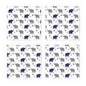 Elephants & Triangles - White Navy Gray - Small Scale