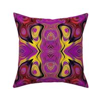 XL PEACOCK KALEIDOSCOPE ABSTRACT LAVA LAMP FUCHSIA YELLOW PSYCHEDELIC FEVER