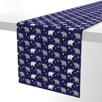 Elephants & Triangles - Navy Gray White - Small Scale