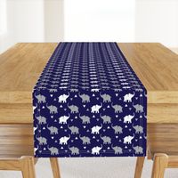 Elephants & Triangles - Navy Gray White - Small Scale