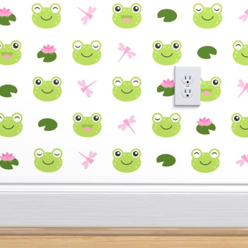 Cute Frog Faces On White Spoonflower