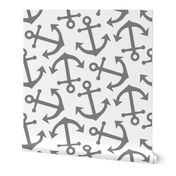 16-03n Tossed Anchors Nautical || Sail Boat Gray Grey  White baby Boy _ Miss Chiff Designs