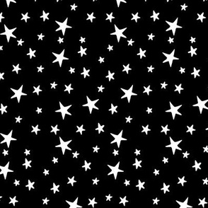 Drawn Stars - White on Black - Small Scale