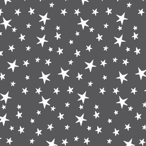 Drawn Stars - White on Dark Gray - Small Scale