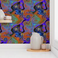 PEACOCK ABSTRACT LAVA LAMP PURPLE ORANGE BURNT liquid PSYCHEDELIC FEVER