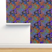 PEACOCK ABSTRACT LAVA LAMP PURPLE ORANGE BURNT liquid PSYCHEDELIC FEVER