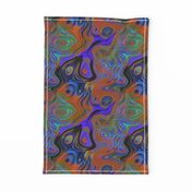 PEACOCK ABSTRACT LAVA LAMP PURPLE ORANGE BURNT liquid PSYCHEDELIC FEVER