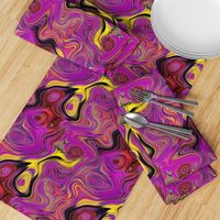 PEACOCK ABSTRACT LAVA LAMP FUCHSIA YELLOW  PSYCHEDELIC FEVER