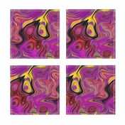 PEACOCK ABSTRACT LAVA LAMP FUCHSIA YELLOW  PSYCHEDELIC FEVER