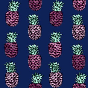 pineapple fabric // pineapples fruit fruits summer tropical design by andrea lauren - navy and pink