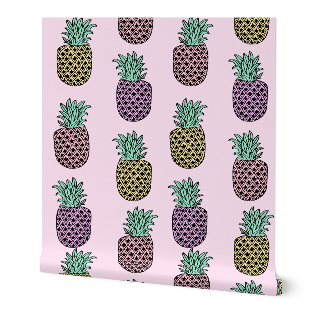 pineapple fabric // pineapples fruit fruits summer tropical design by andrea lauren - pastel purple