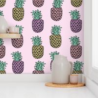 pineapple fabric // pineapples fruit fruits summer tropical design by andrea lauren - pastel purple