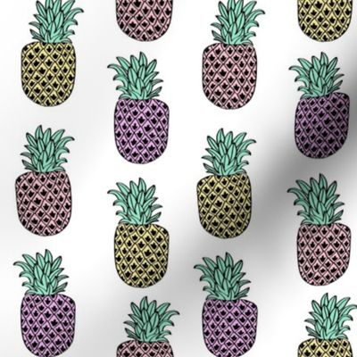 pineapple fabric // pineapples fruit fruits summer tropical design by andrea lauren - pastel on white