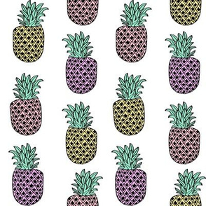 pineapple fabric // pineapples fruit fruits summer tropical design by andrea lauren - pastel on white