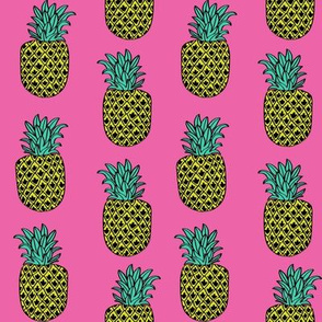pineapple fabric // pineapples fruit fruits summer tropical design by andrea lauren - pink
