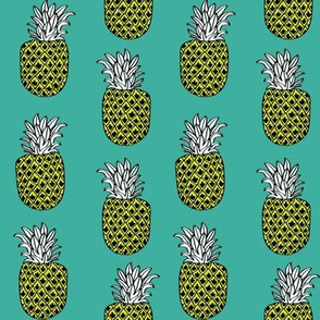 pineapple fabric // pineapples fruit fruits summer tropical design by andrea lauren - turquoise