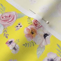 Watercolor Floral I - Yellow - Small Scale