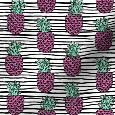 pineapple fabric // pineapples fruit fruits summer tropical design by andrea lauren - pink stripes