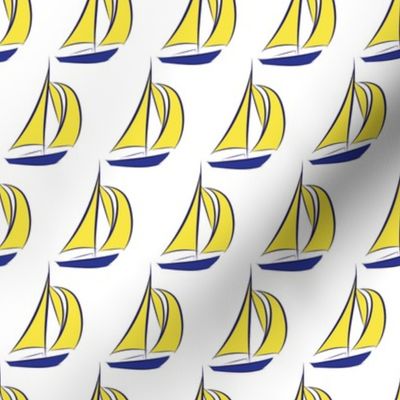 16-03j Nautical Sail Boat sailing Water Ocean Navy Blue Yellow_Miss Chiff Designs