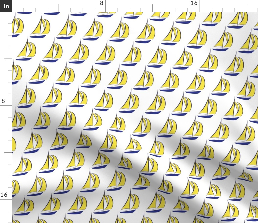 16-03j Nautical Sail Boat sailing Water Ocean Navy Blue Yellow_Miss Chiff Designs