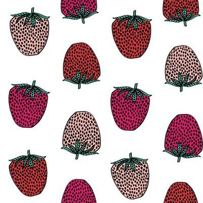 strawberries fabric // strawberry fruit berries summer food fruit design by andrea lauren - multi